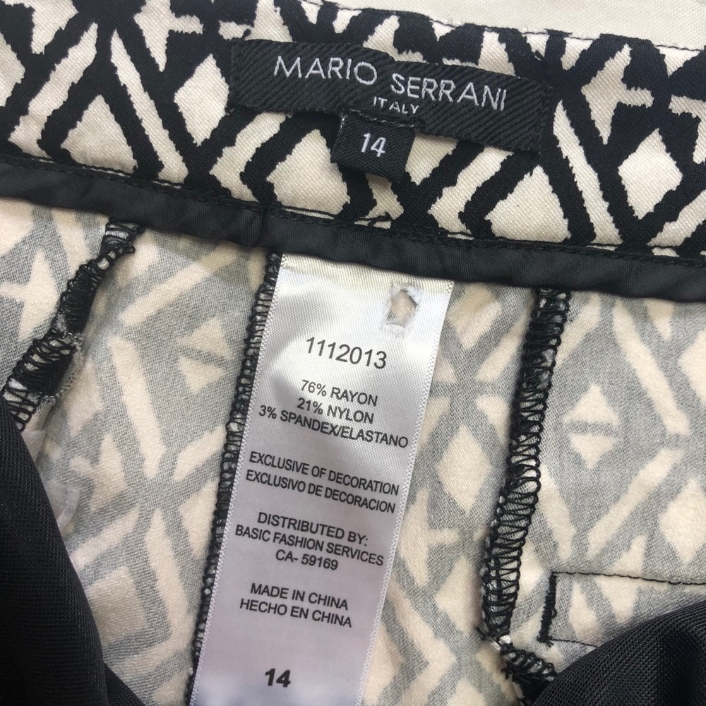 Mario Serrani Italy Shorts 14 Black White Geometric Diamond Print Stretch - Picture 6 of 9